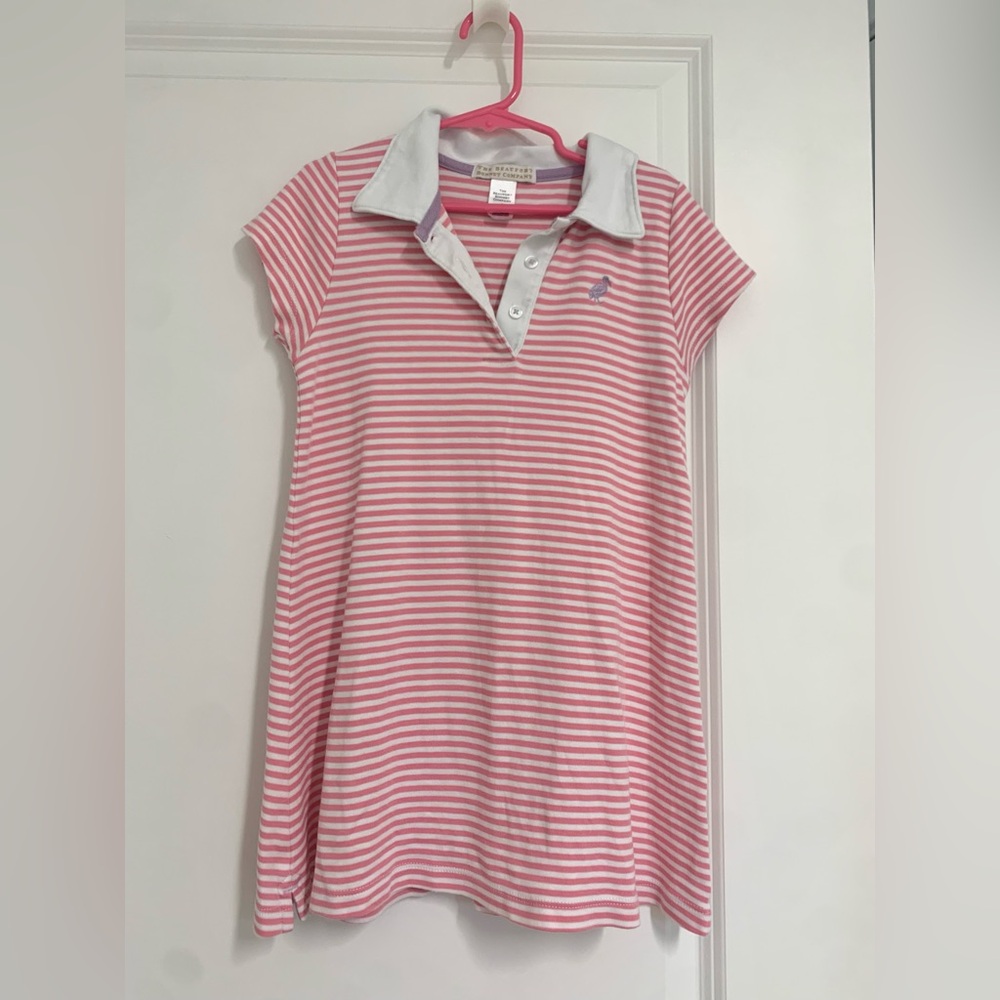 The Beaufort Bonnet Company Pink and White Striped Polo Dress